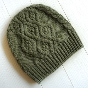 Benetton Army Green Cable Knit Beanie